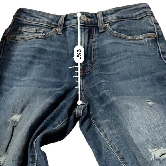 Old Navy O.G. Straight High Rise Dark Wash Distressed Ankle Jeans Sz 0 - Picture 11 of 12